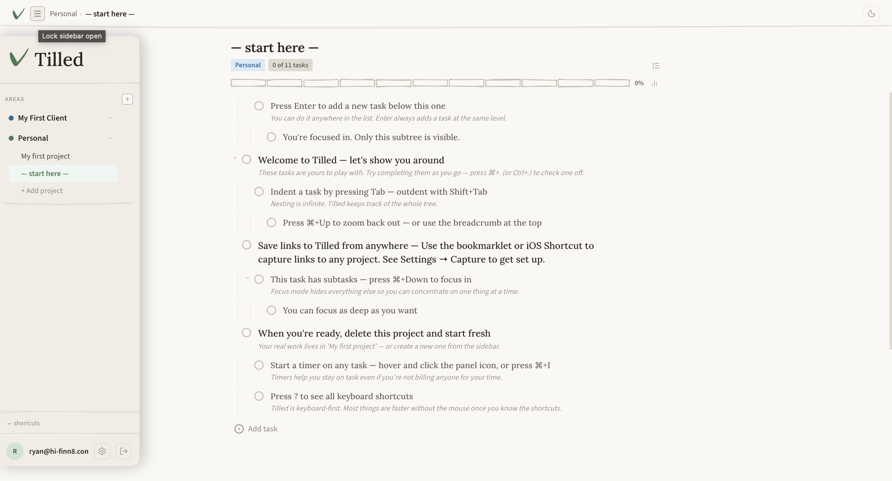 Tilled task management app interface